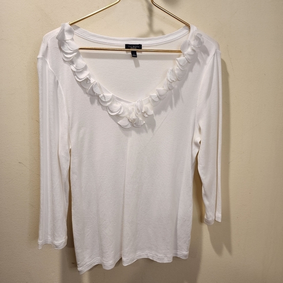 TALBOTS White quater Sleeves cotton pullover top size L - Picture 3 of 10